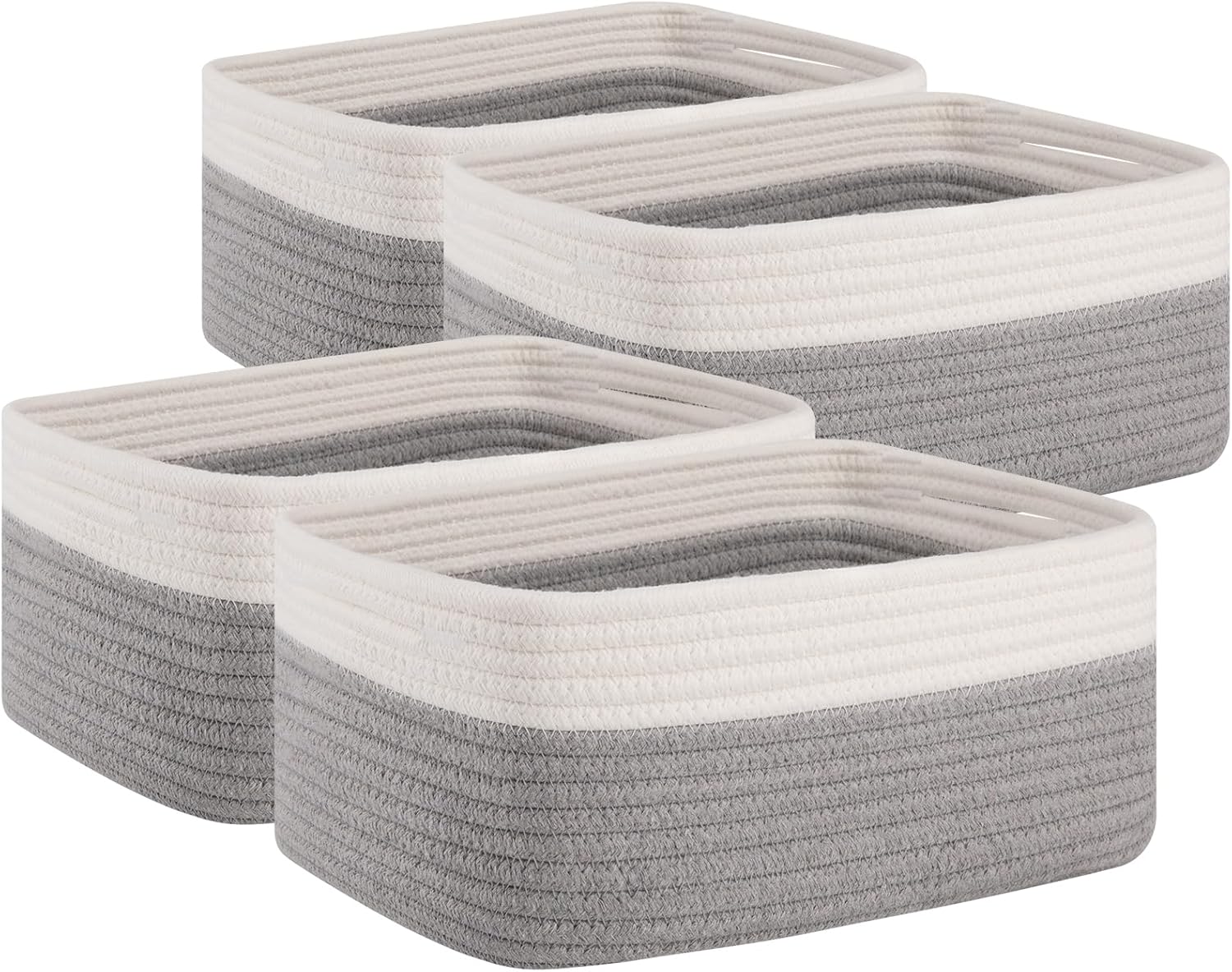 Black Storage Bin — 11.8" — Grey/White