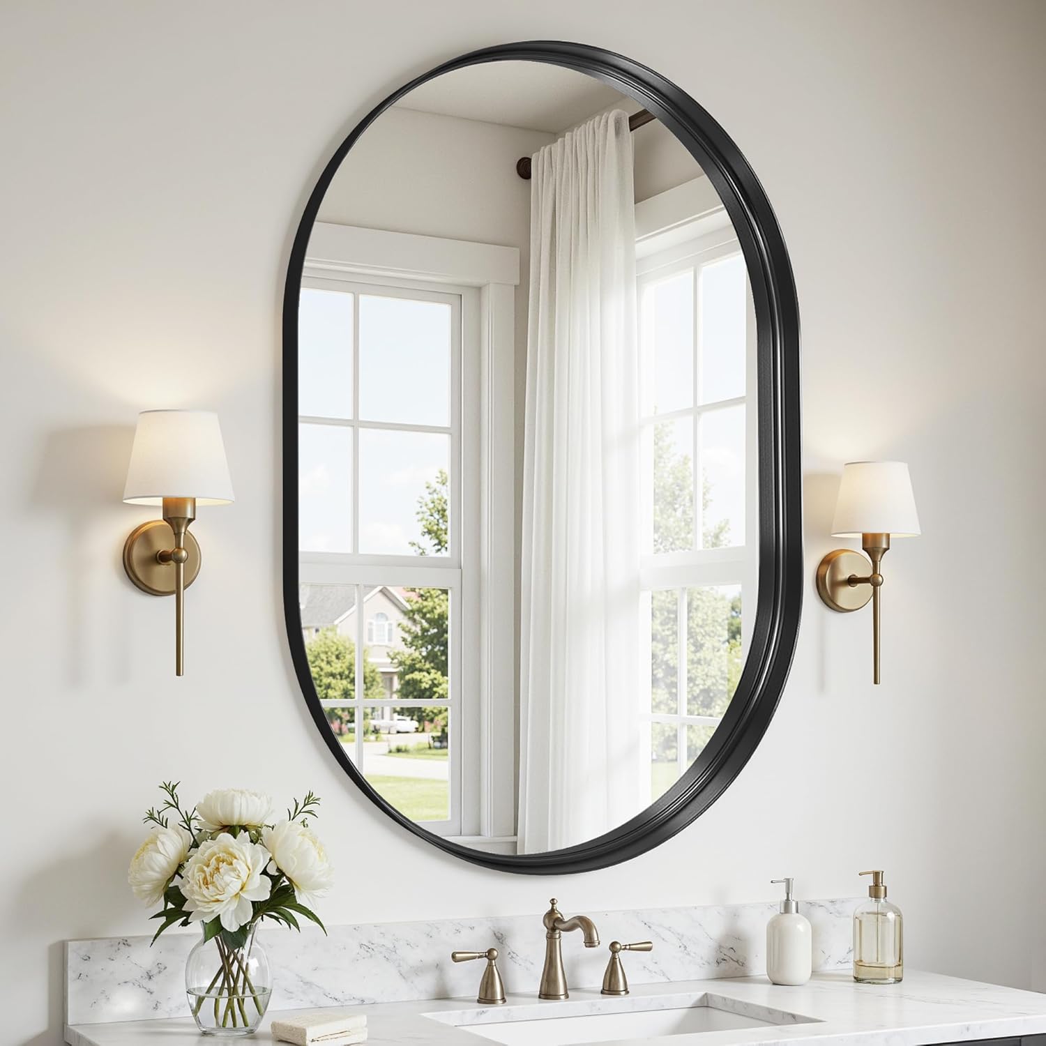 Metal Round Mirror — 30" — 36"L x 24"W