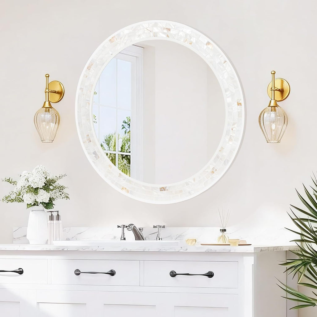 Framed White Round Mirror — 24" - View 2