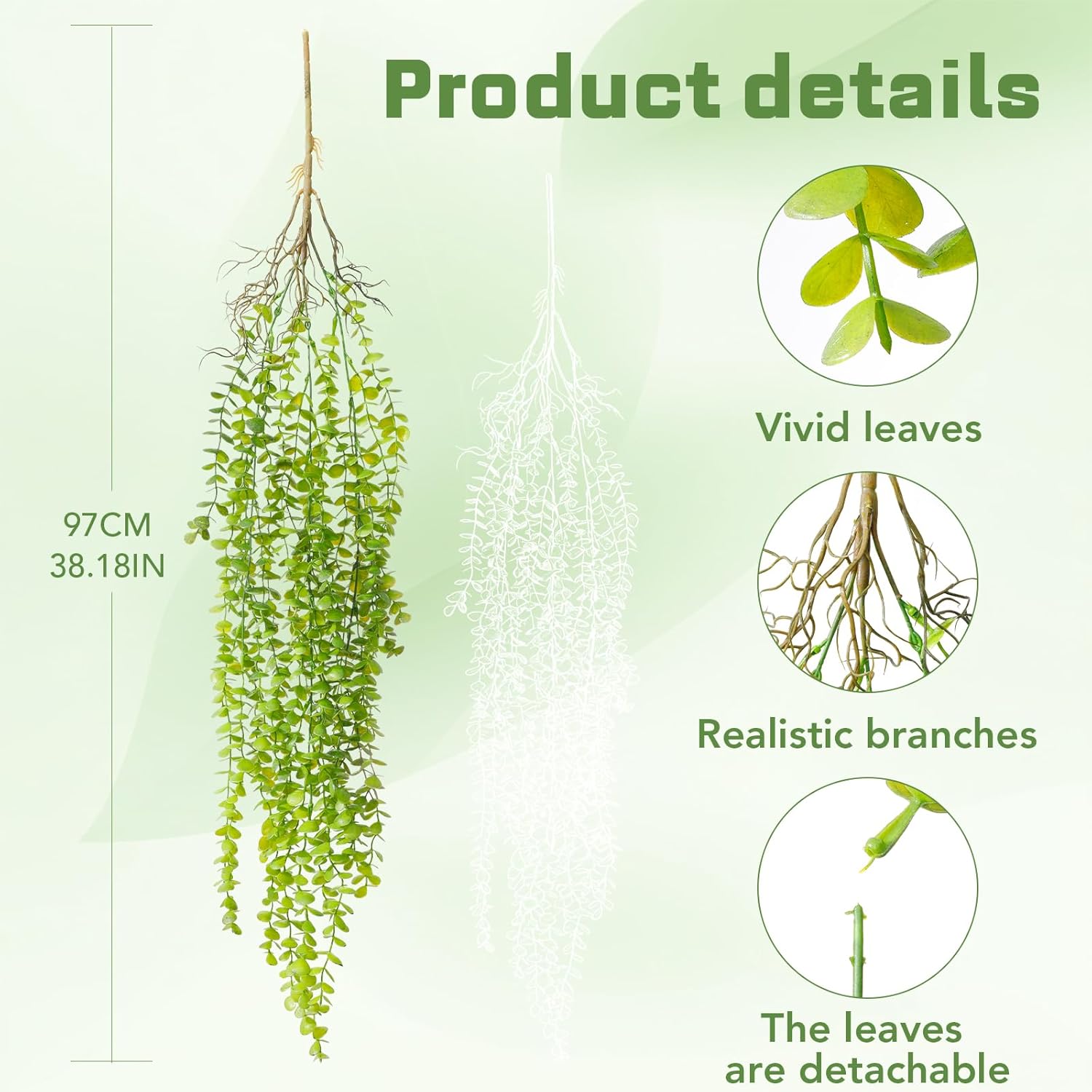Boho Green Artificial Plant — 38" - View 3
