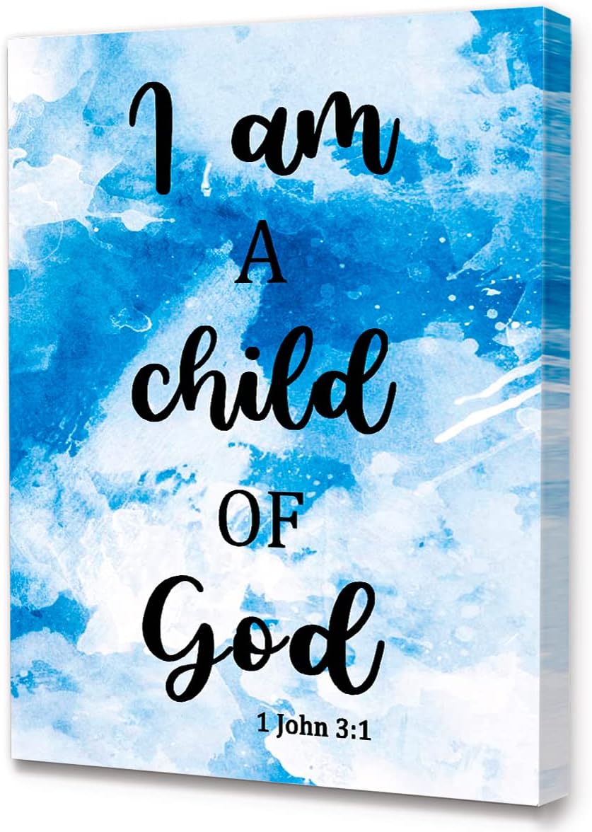 Black Canvas Wall Art — 12" — I Am A Child Of God Sky
