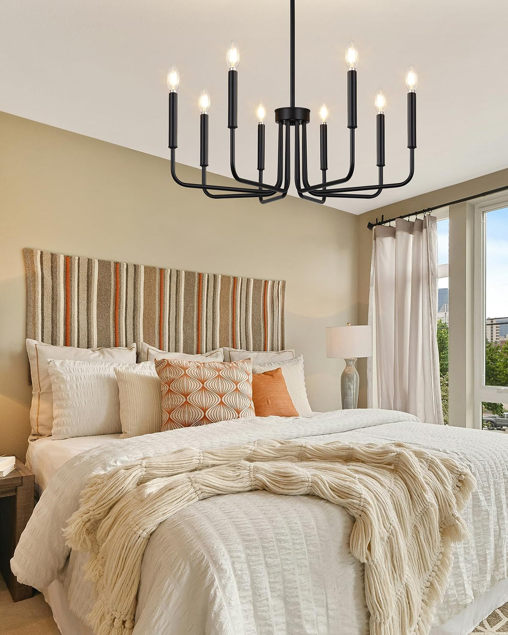 Farmhouse Black Chandelier — 8-Light - View 9