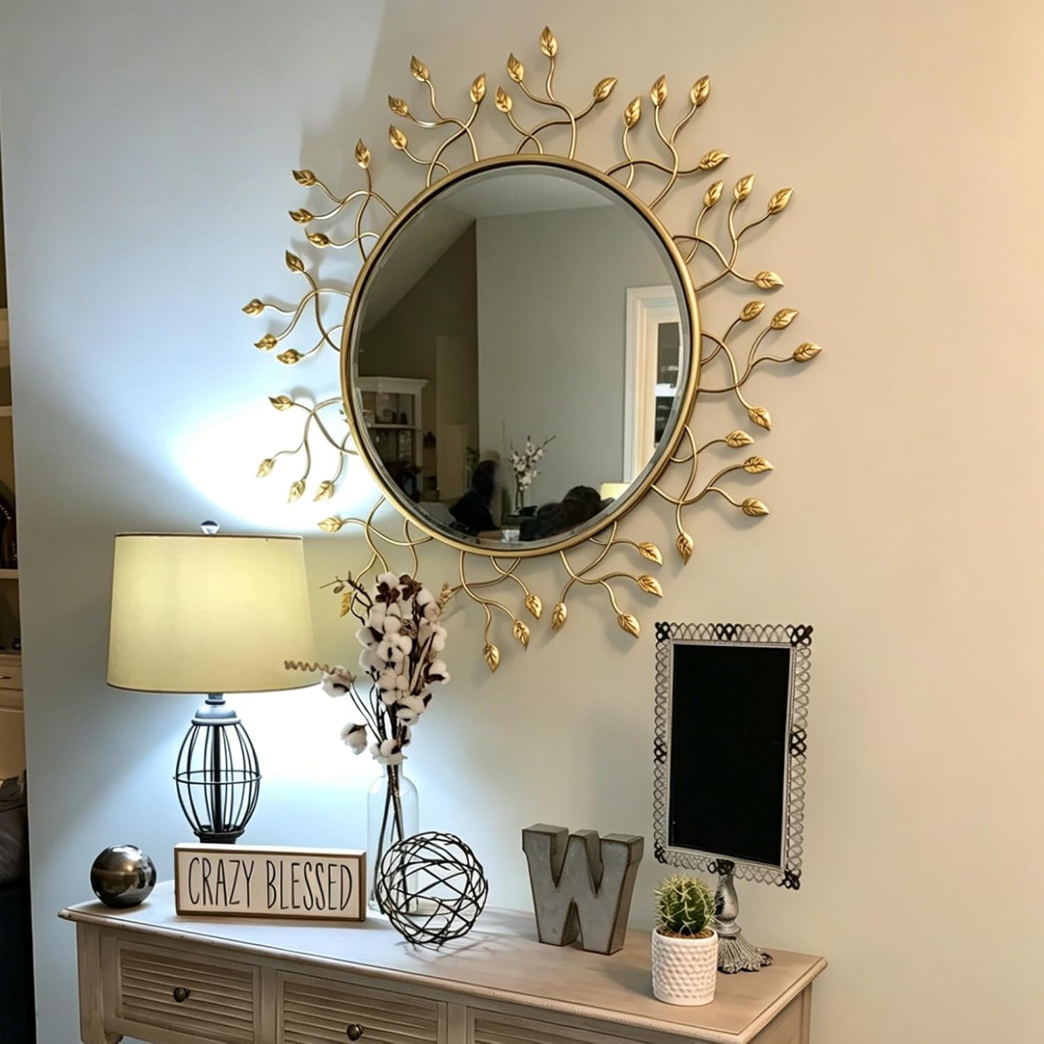 Round Luxe Black Wall Mirror — 39" - View 4
