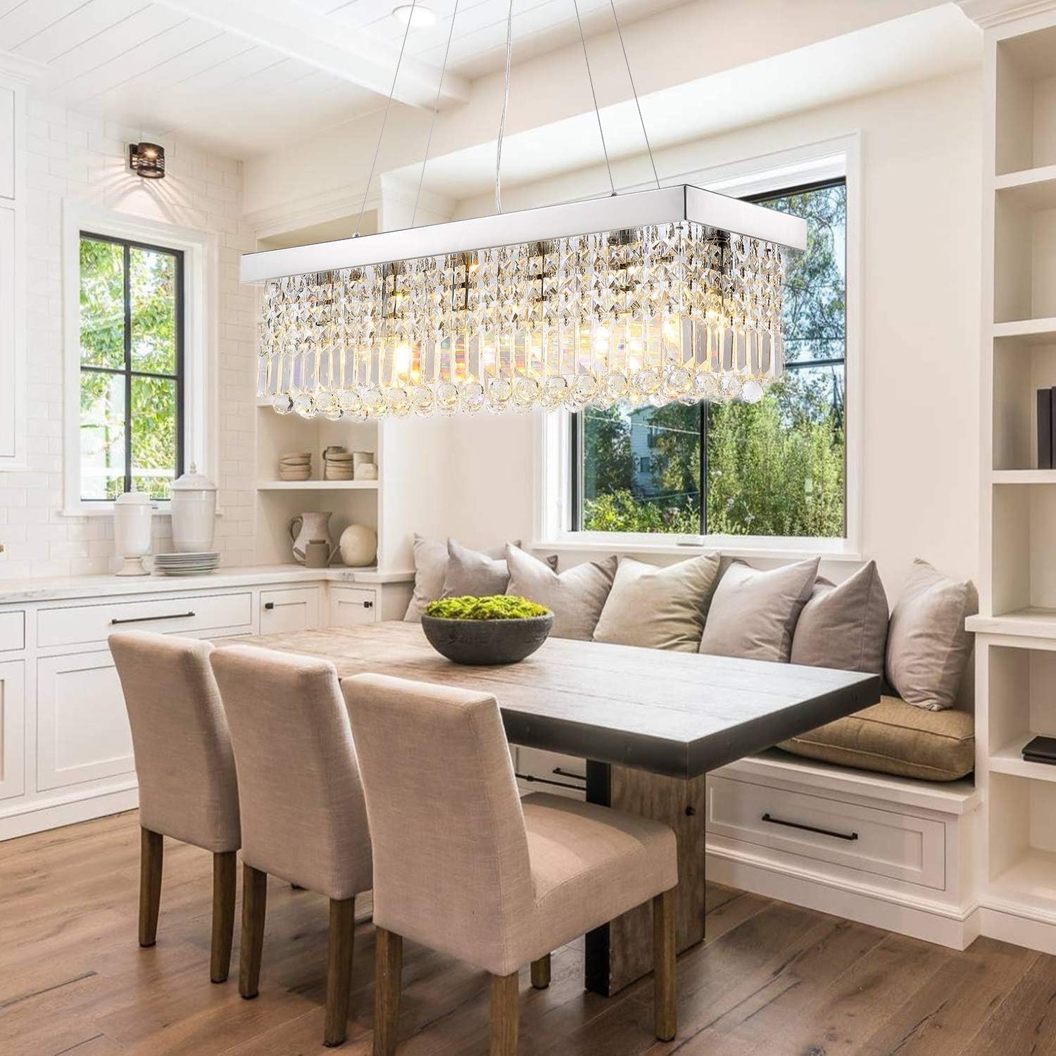 Rectangular Luxe Silver Chandelier — 6-Light - View 2