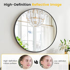 Round Farmhouse Black Wall Mirror — 36" - View 3