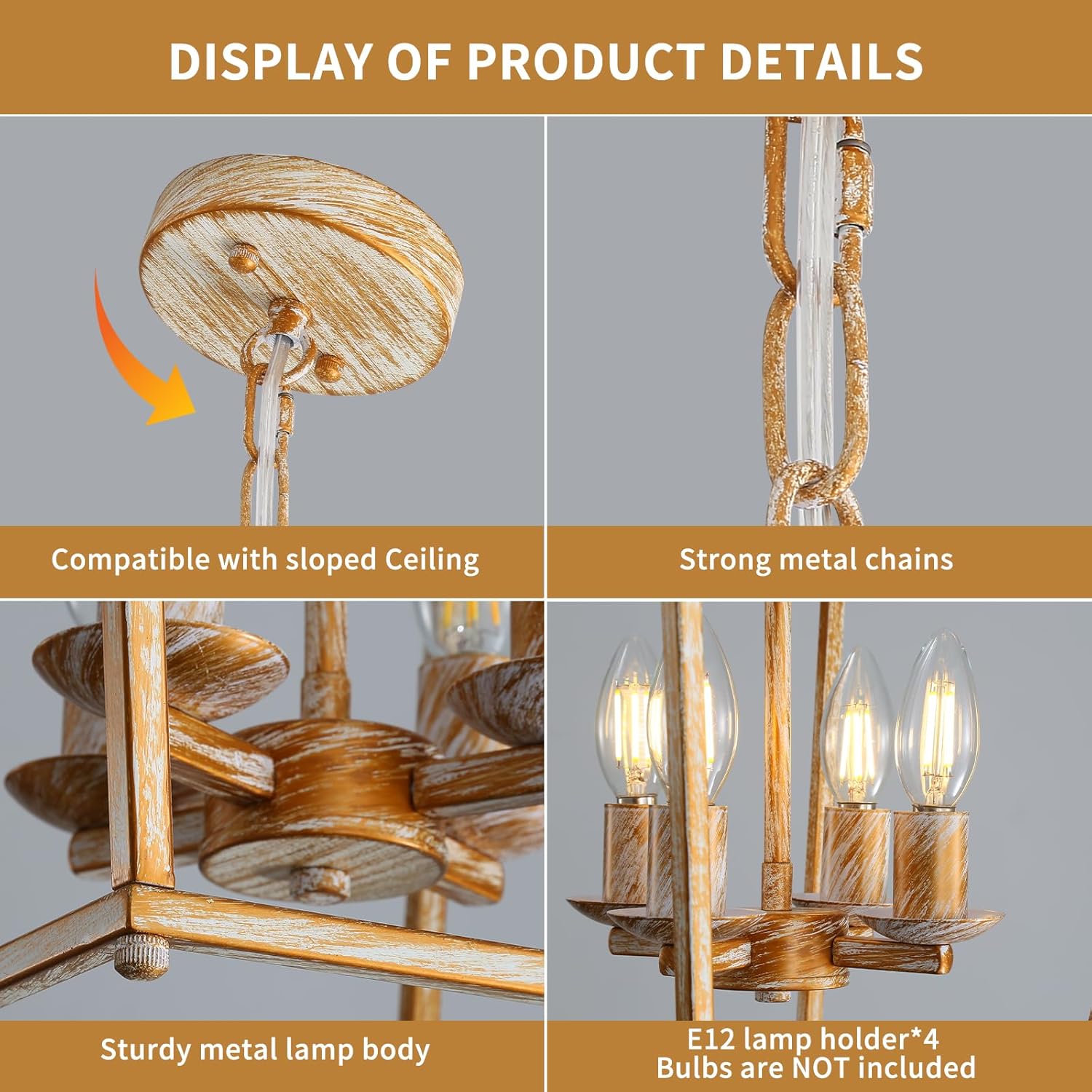 Farmhouse Gold Candle — 4-Light - View 8