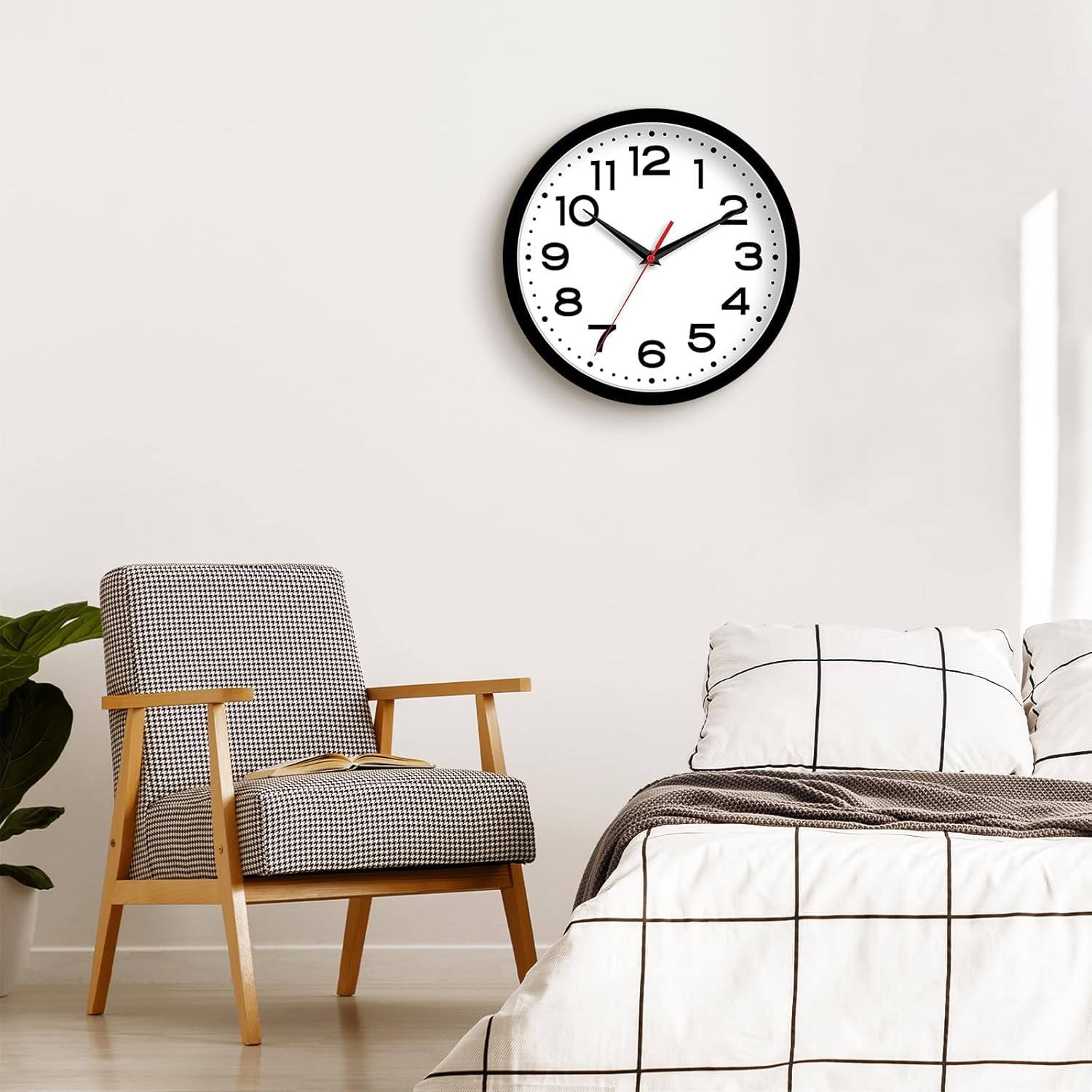 Battery Operated Modern Black Wall Clock — 8" - View 2