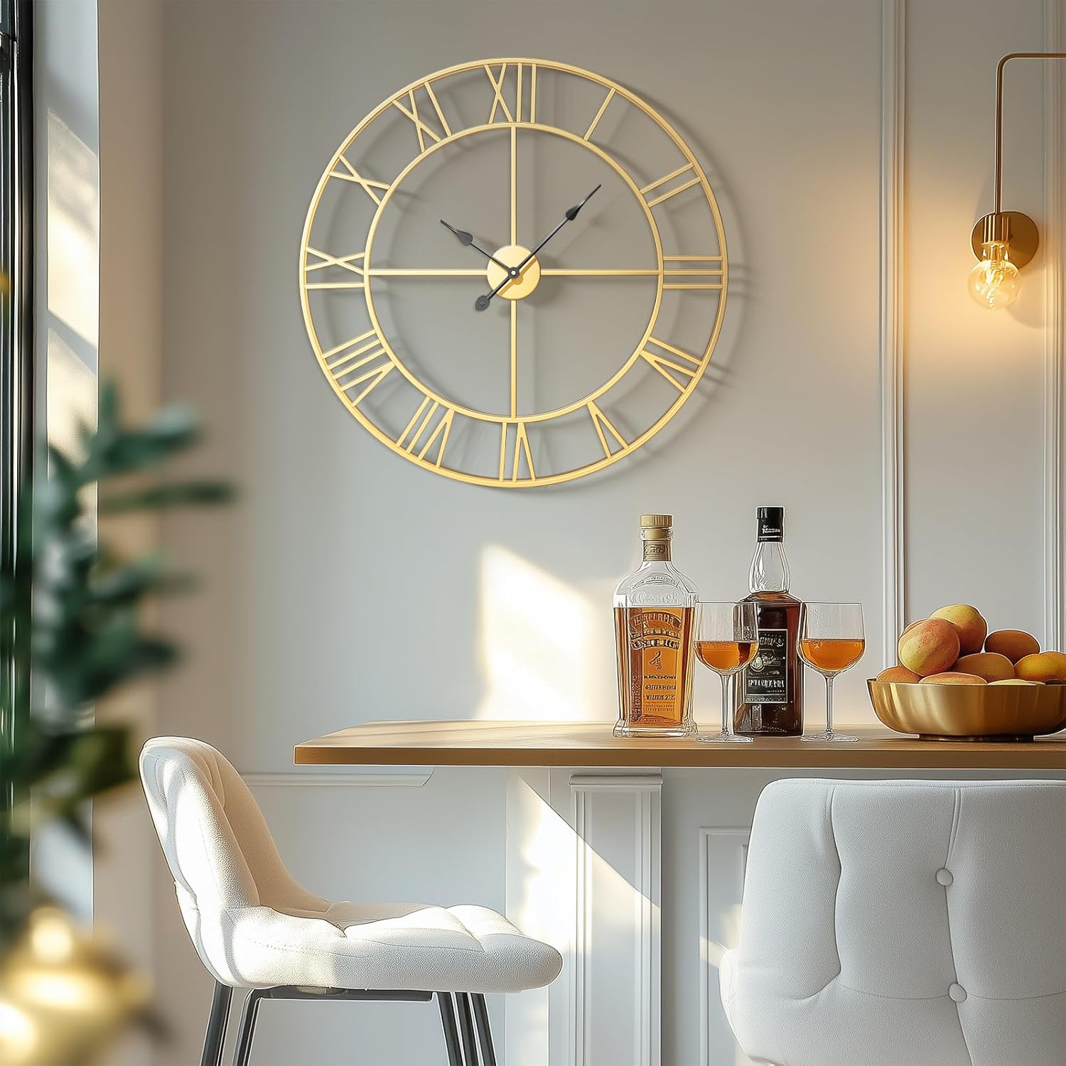 Battery Operated Black Wall Clock — 24" — Gold Roman Number