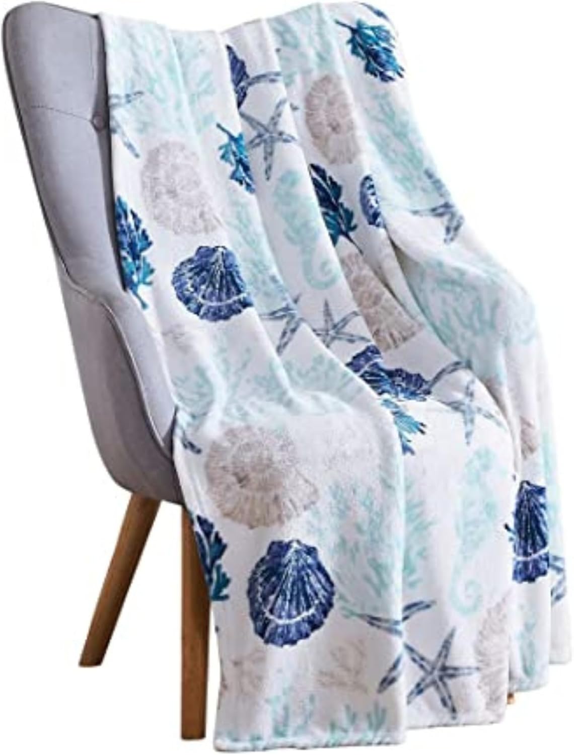 Velvet Luxe Fabric Throw Pillow — Coastal Shells