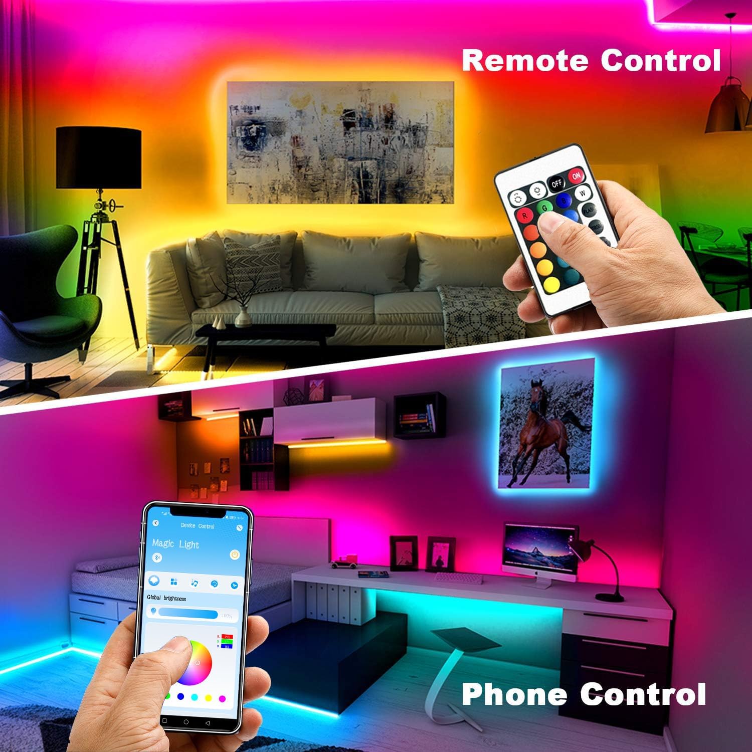 Color Changing Metal LED Strip Lights - View 3