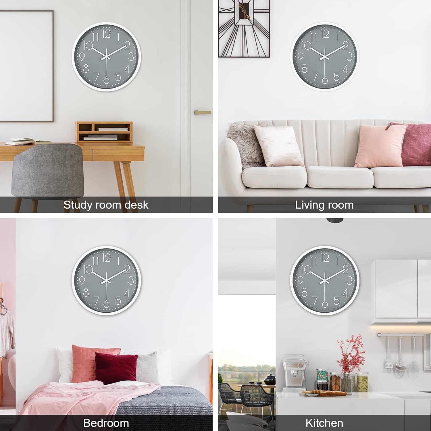 Battery Operated Grey Wall Clock - View 7
