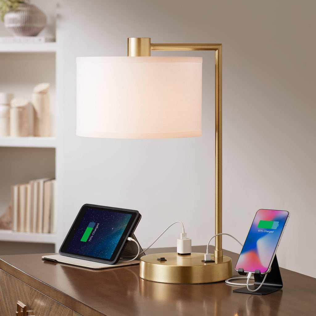 USB Charging Luxe Gold Table Lamp — 21"