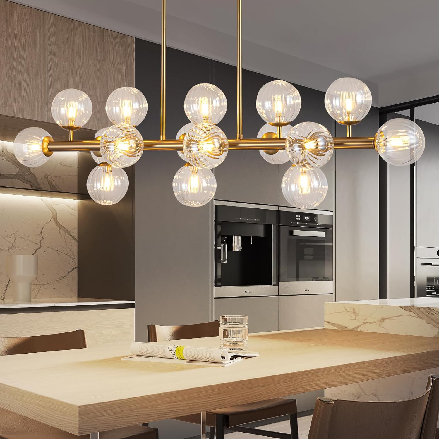 Adjustable Luxe Glass Chandelier — 16-Light - View 6