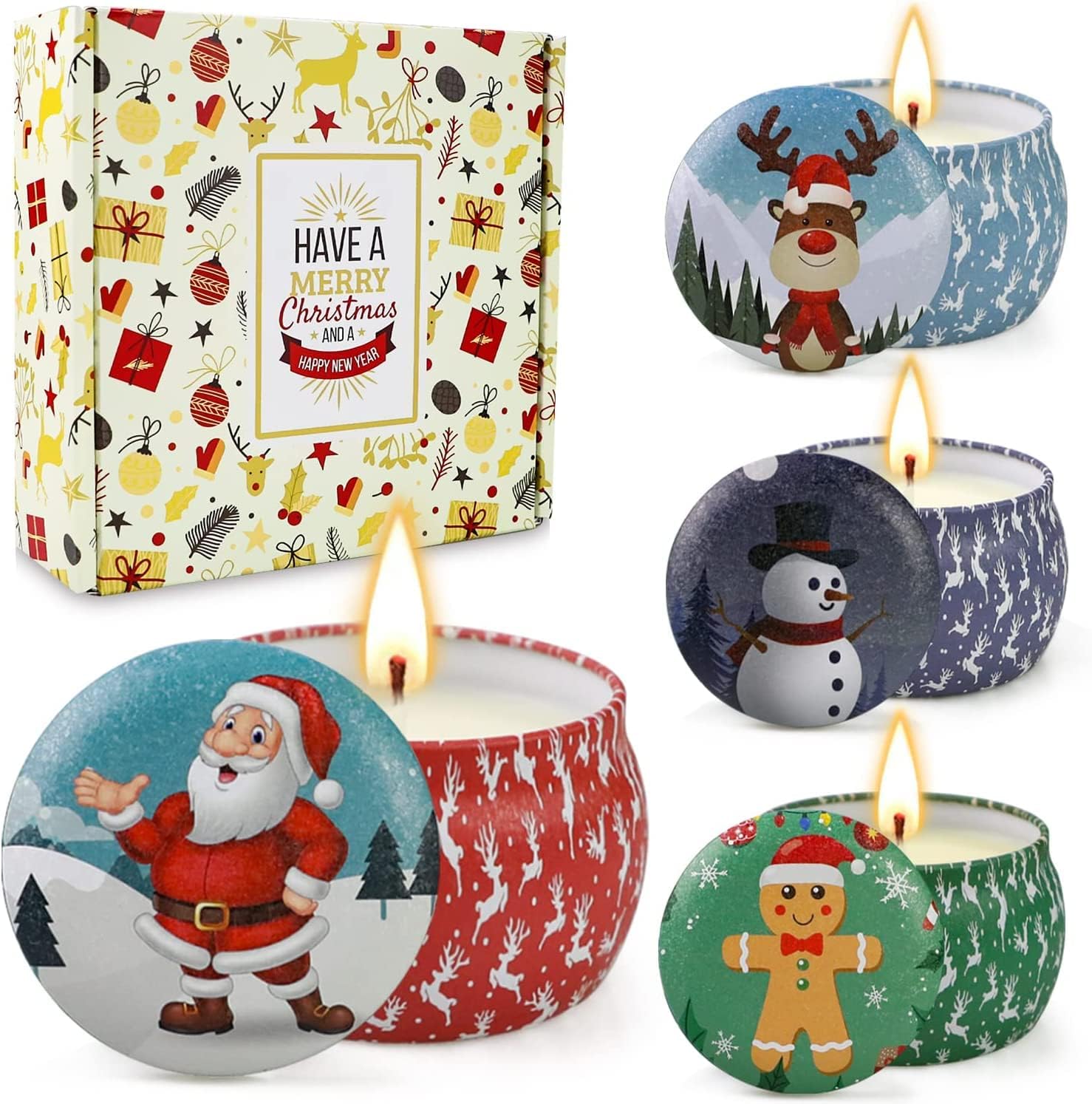 Metal Scented Candle — 4-Pack Christmas Gift Set
