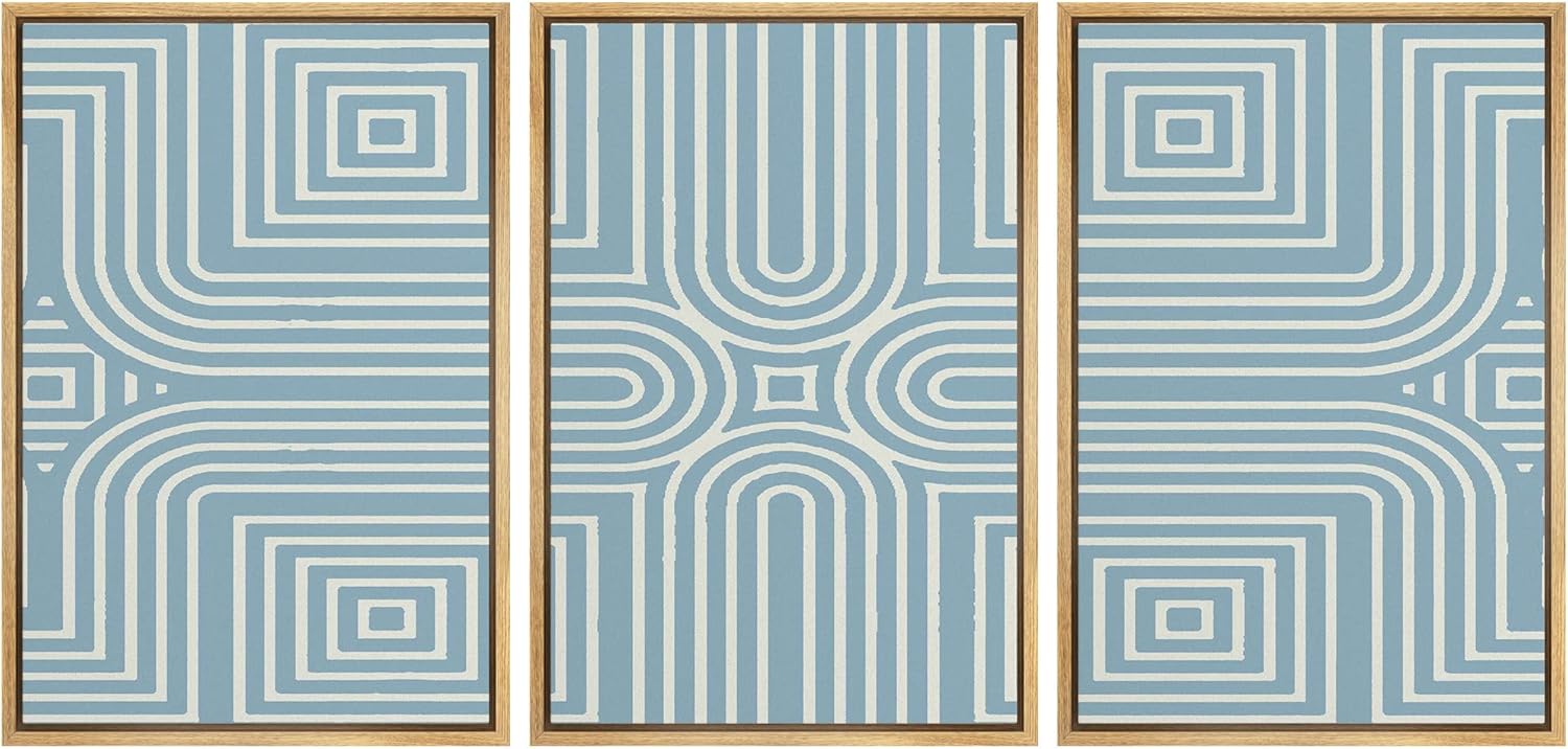 Boho Framed Wall Art — 16" — 16" x 24" x 3 Panels NATURAL