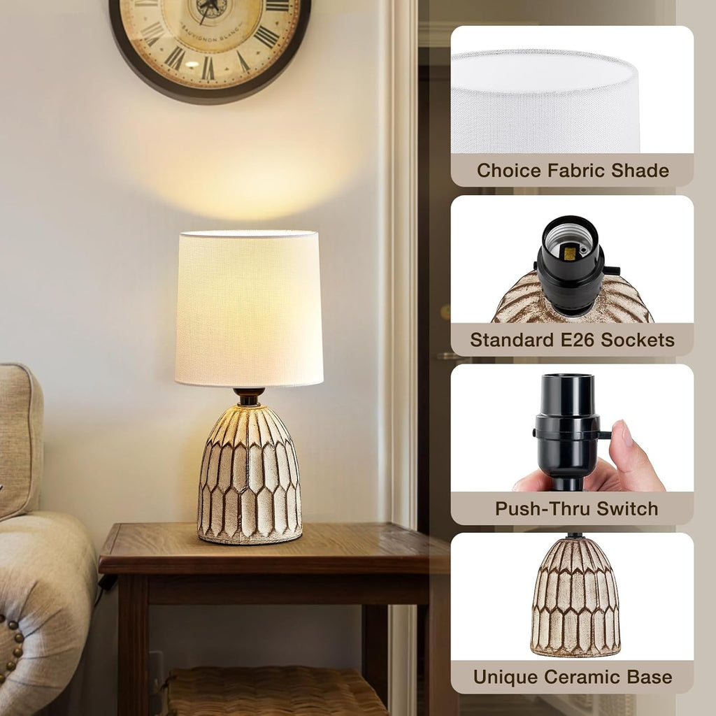 Boho Ceramic Bedside Lamp — 13.5" - View 5