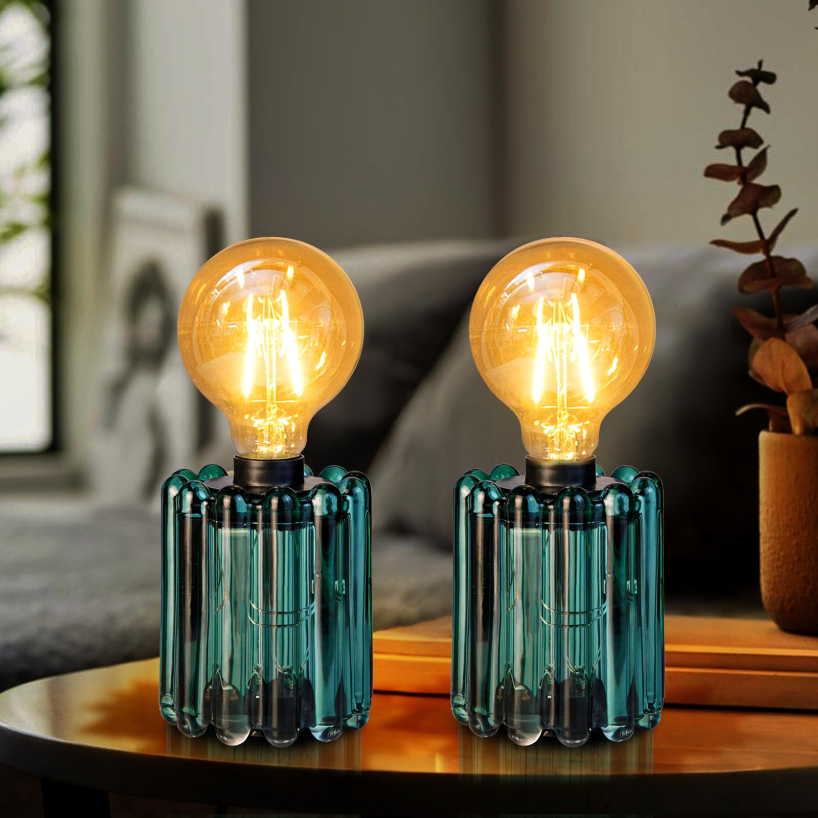 Cordless Brown Table Lamp — Set of 2