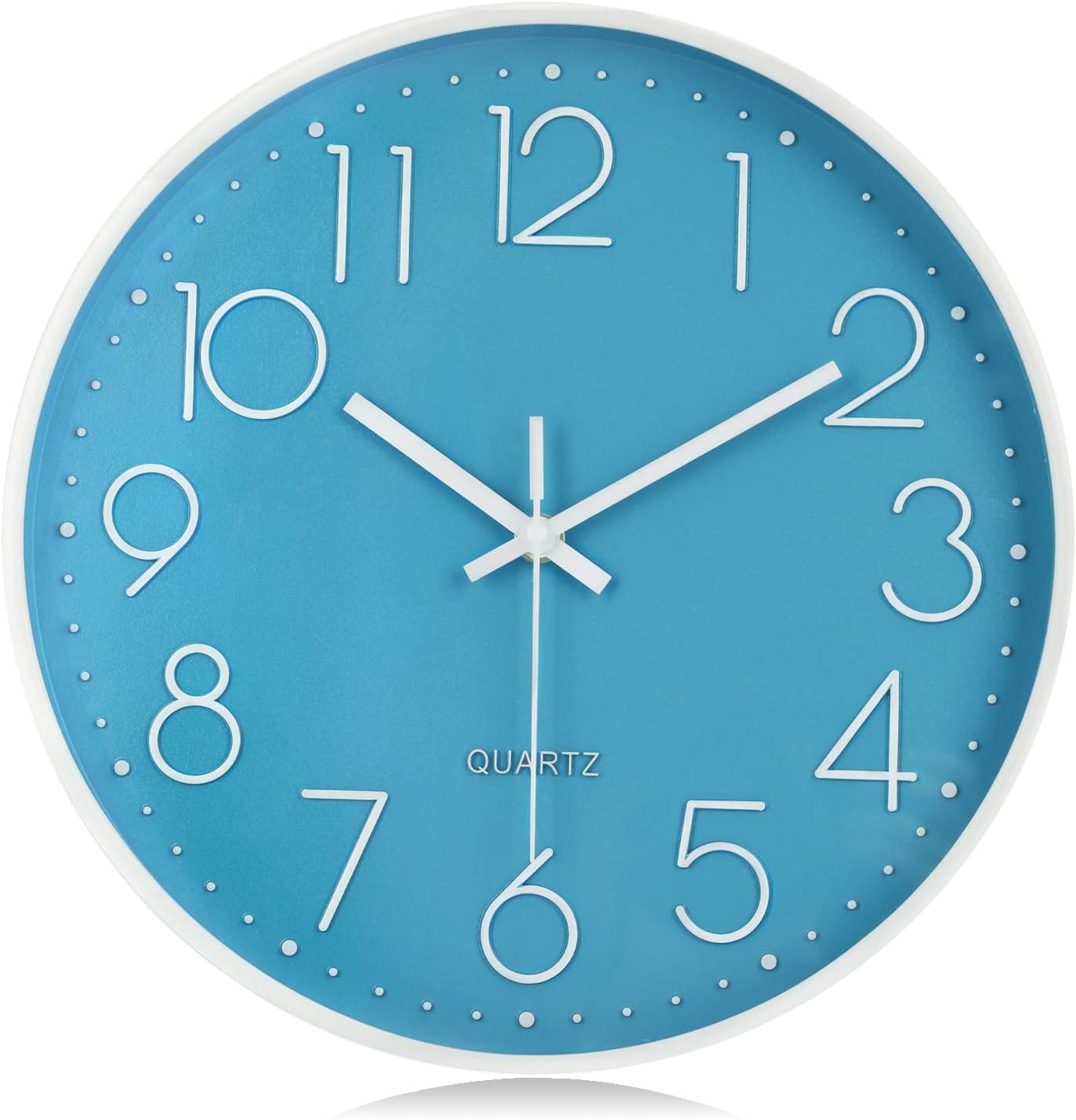 Battery Operated Luxe Black Wall Clock — 12" — Blue