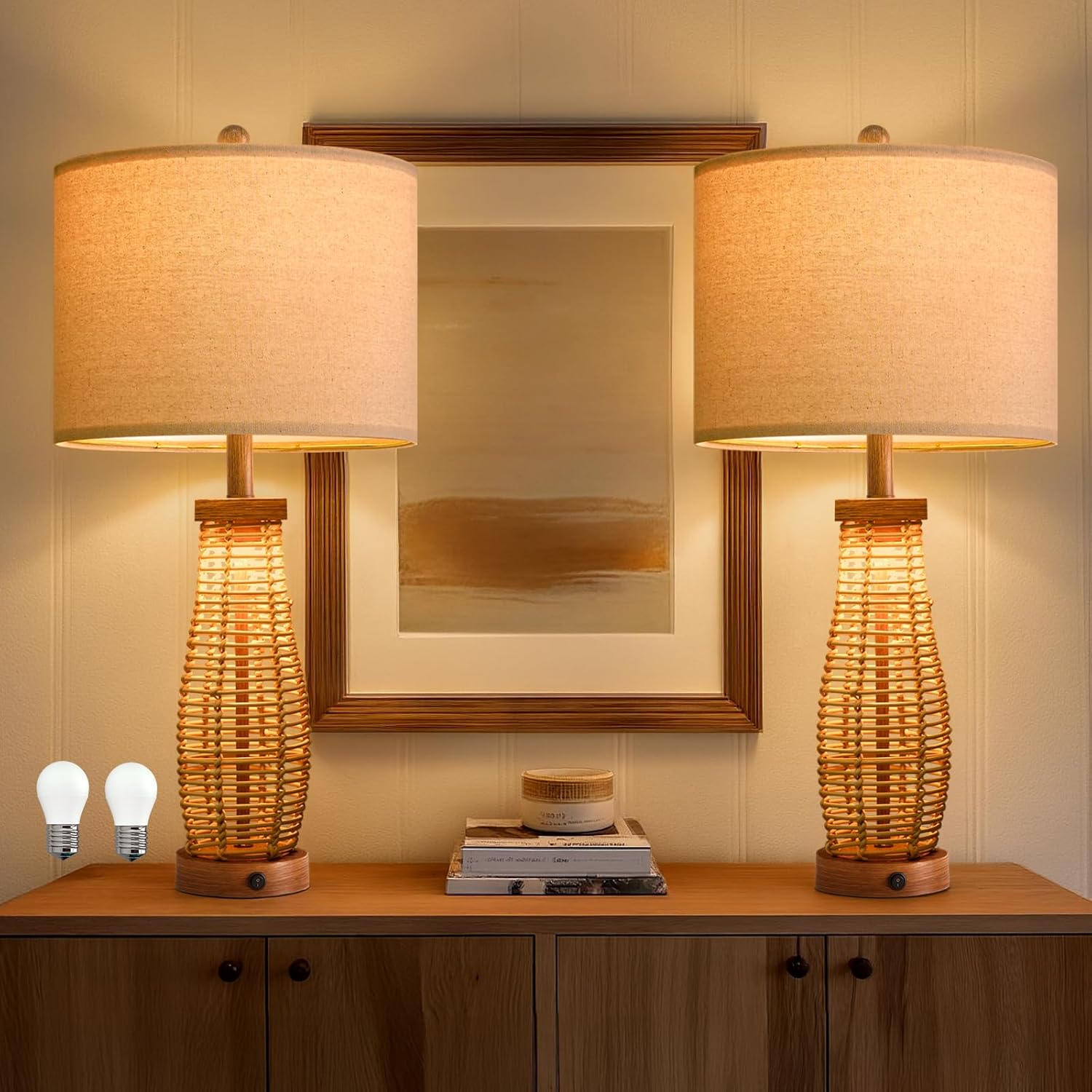 Boho Black Bedside Lamp — 21" — Antique Brown