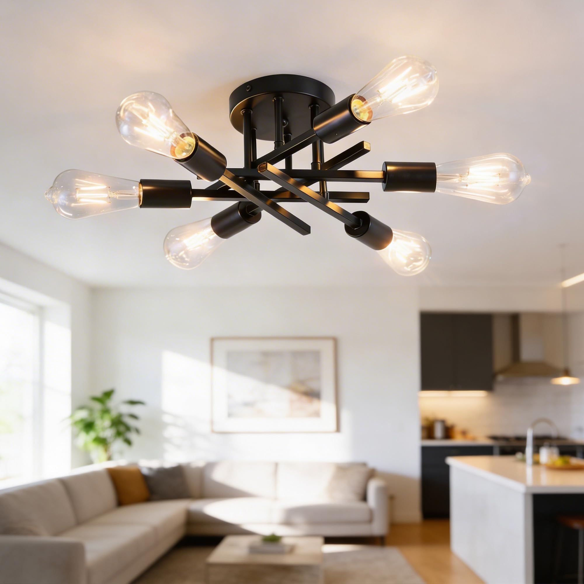 Farmhouse Black Chandelier — 6-Light