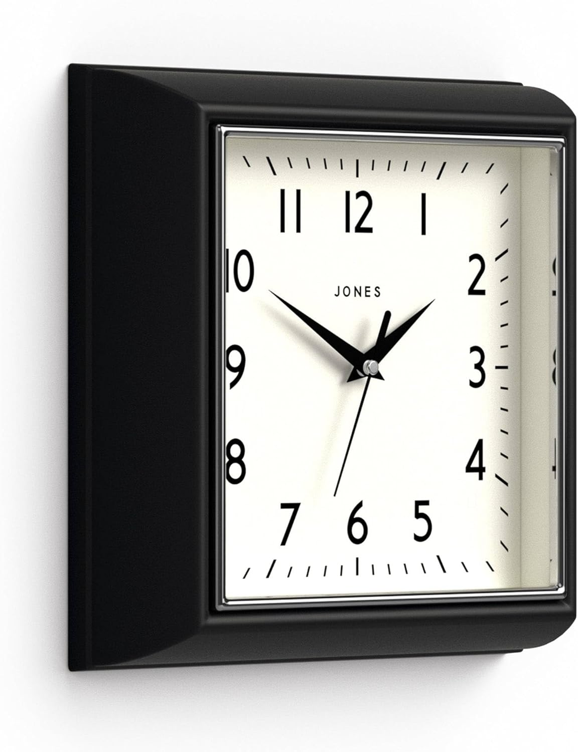 Mid-Century Black Wall Clock — 10" — Black