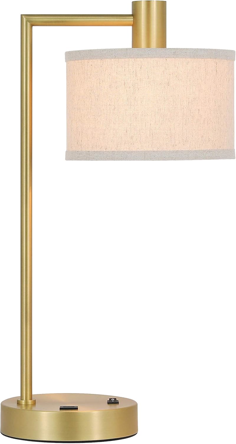 USB Luxe Gold Desk Lamp — Satin Brass