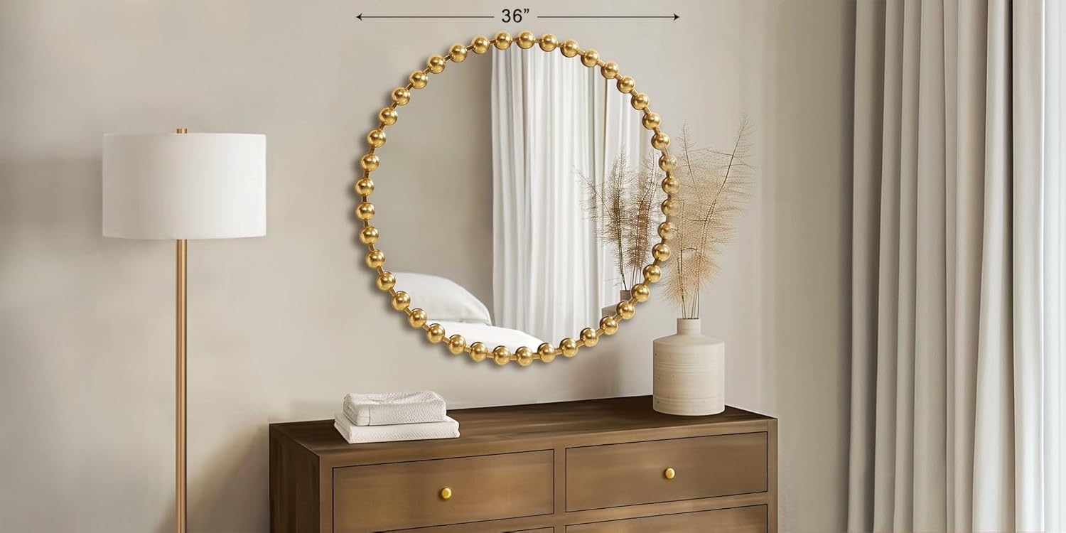 Luxe Black Round Mirror — 36" - View 2