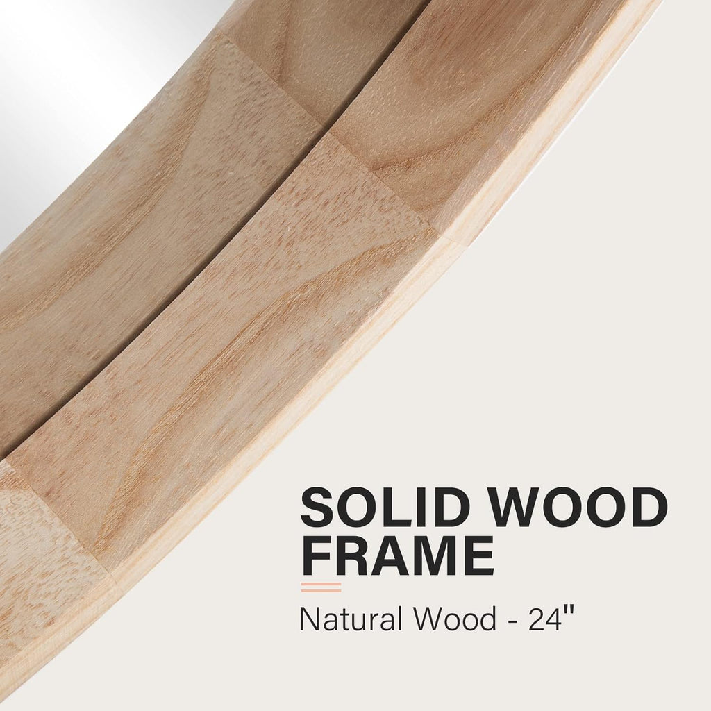 Round Farmhouse Wood Wall Mirror — 24" - View 5