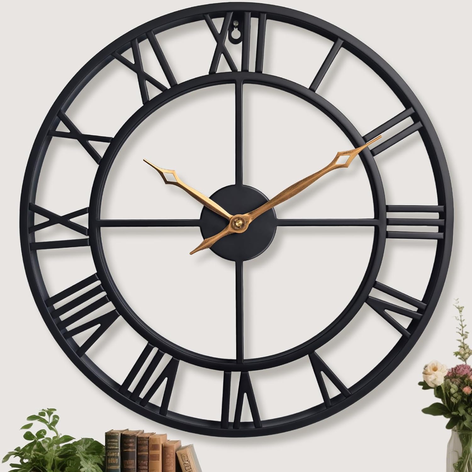 Oversized Luxe Black Wall Clock — 24" — Black