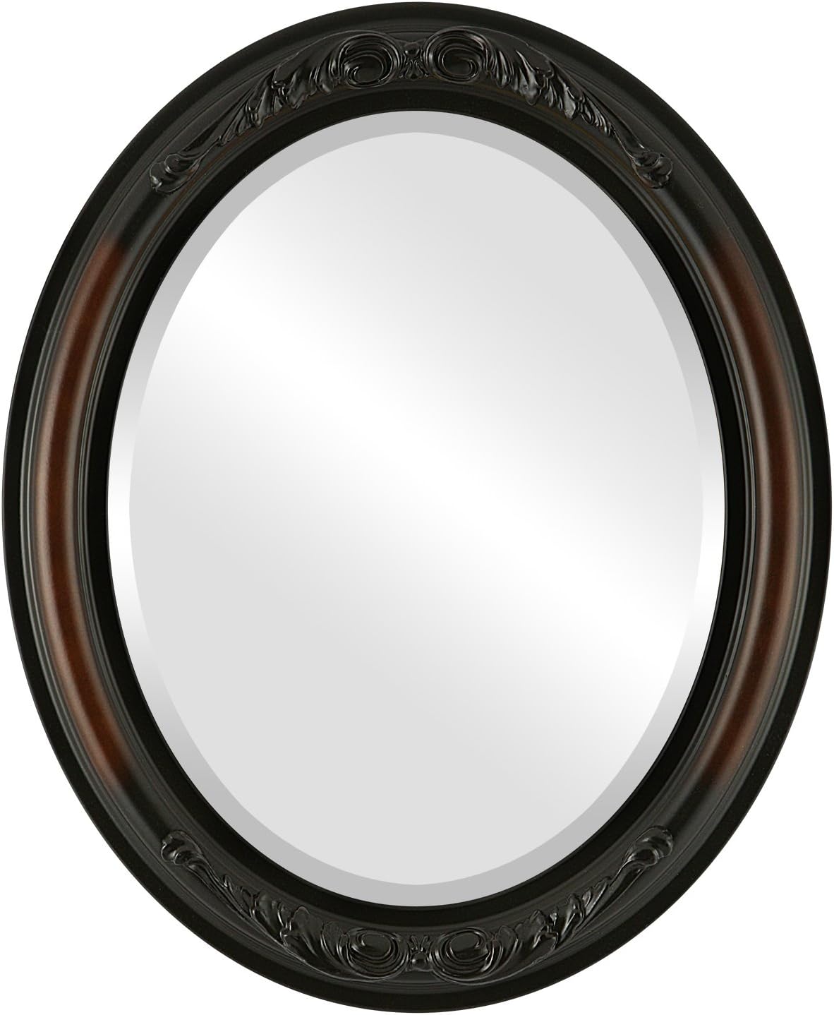Beveled Luxe Beige Wall Mirror — 24" — Walnut