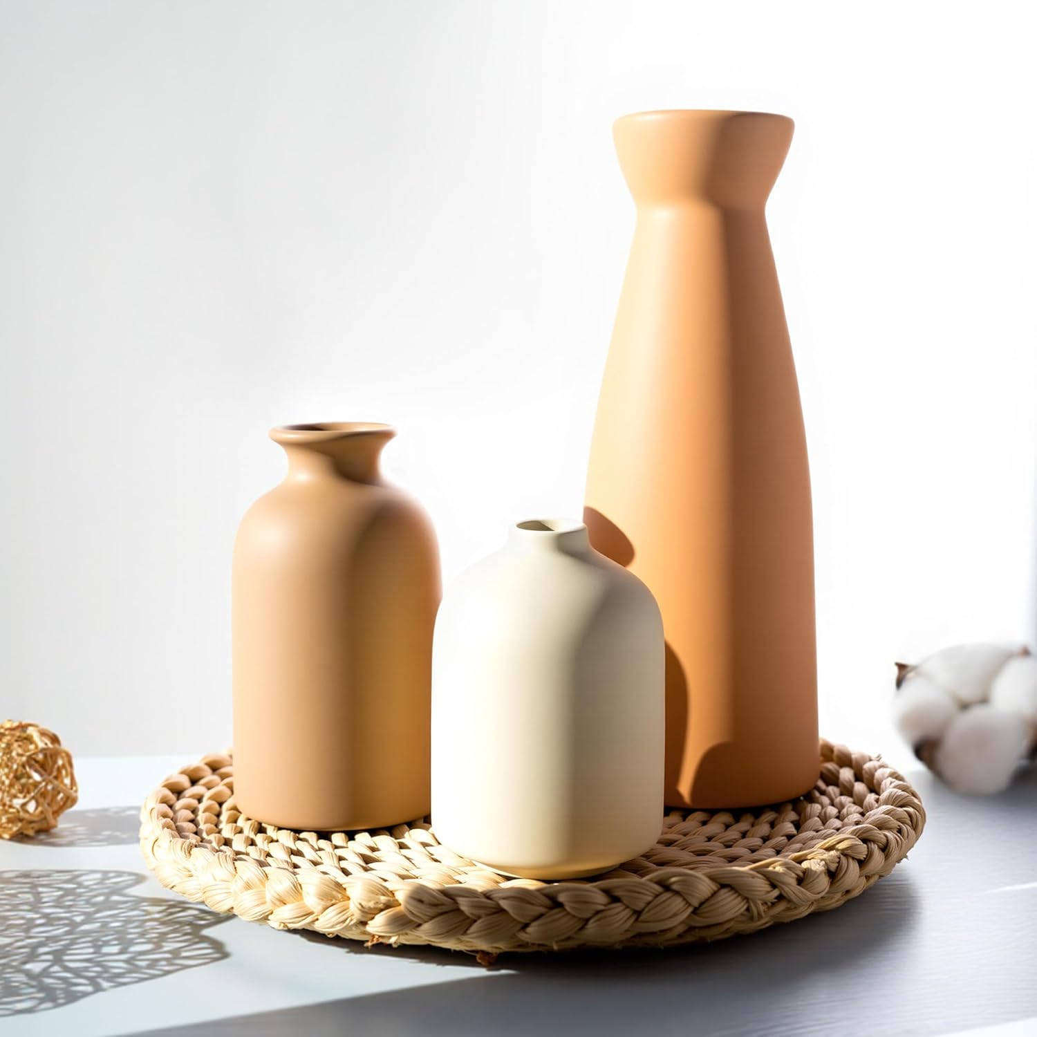 Boho Beige Vase Set — Set of 3 - View 9