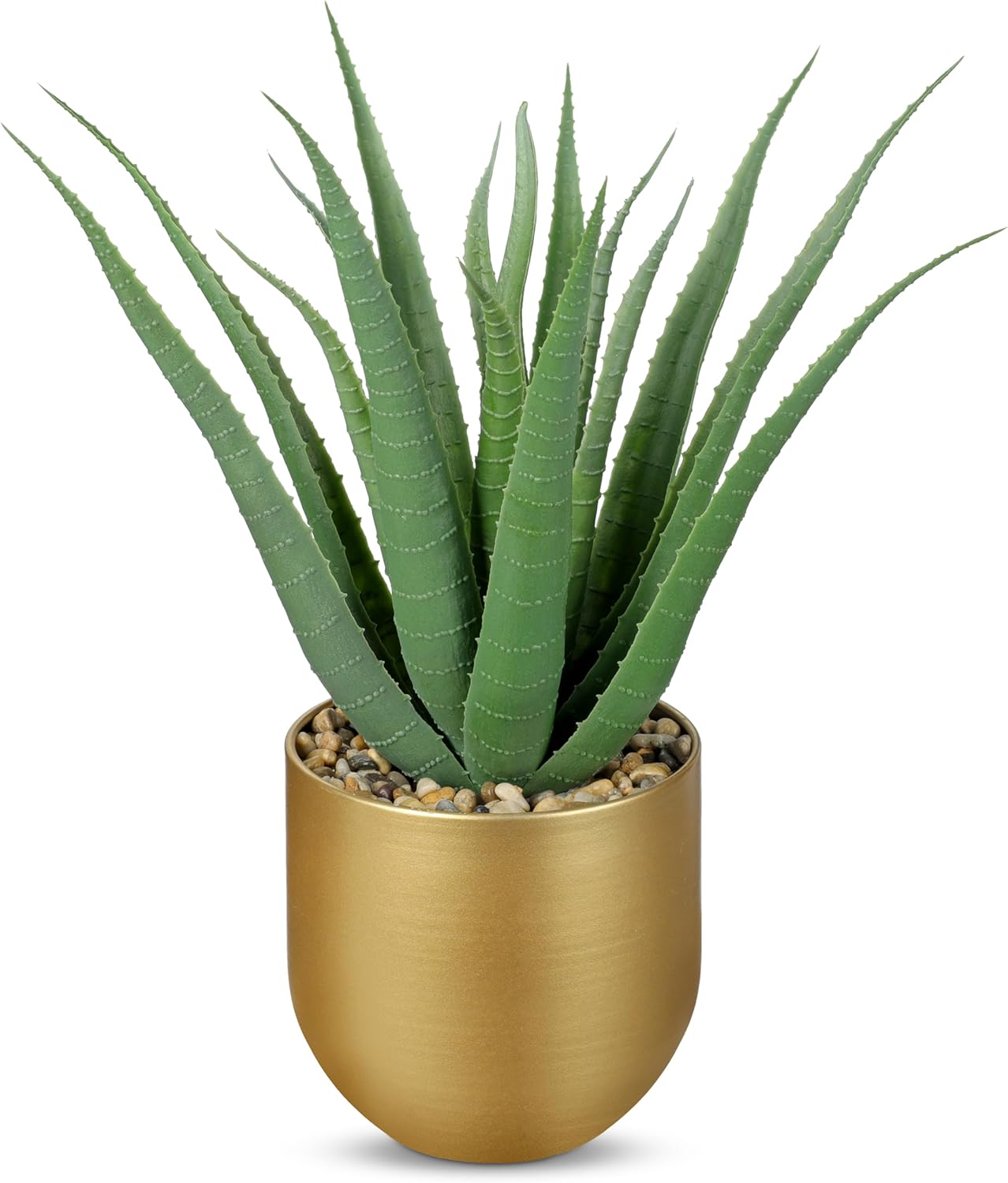 Farmhouse Black Artificial Plant — Green Agave Gold Vase