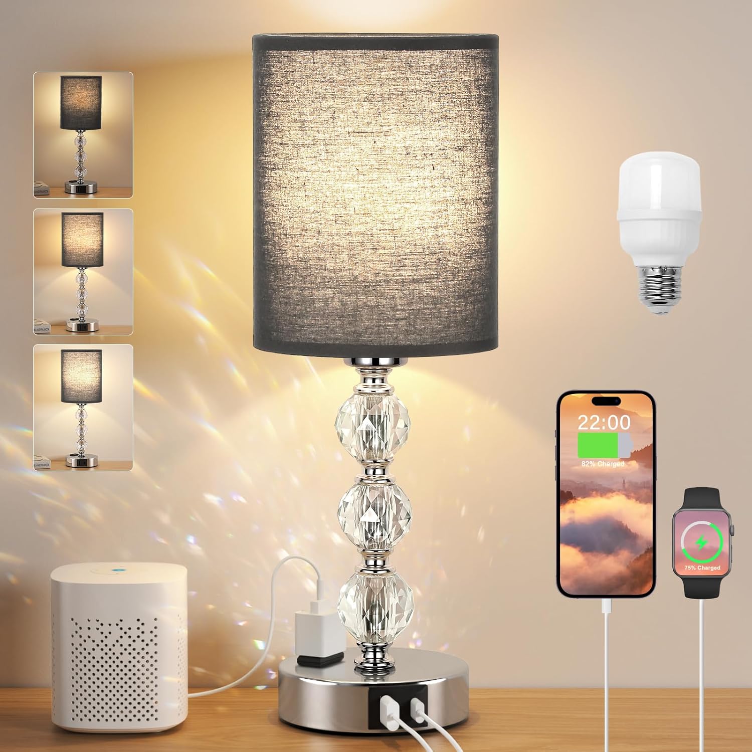 Dimmable Luxe Black Table Lamp — Black