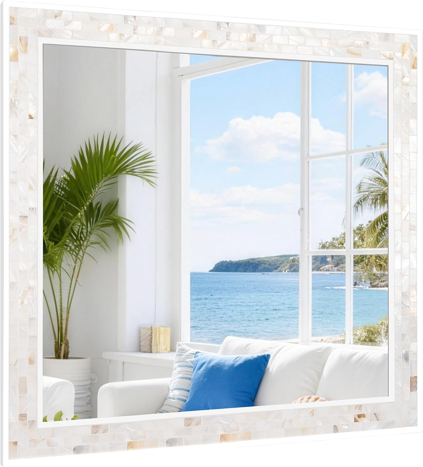 Framed Brown Wall Mirror — 30" — 30"L x 30"W