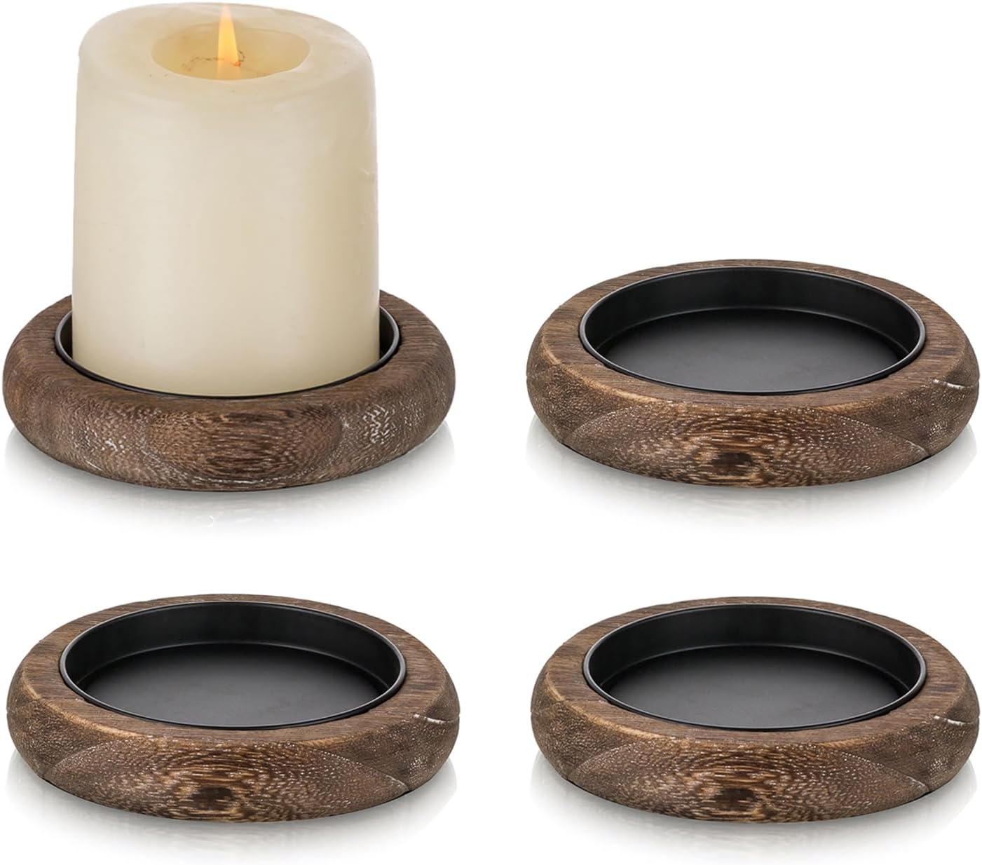 Round Farmhouse Brown Pillar Candle — Set of 2 — Brown