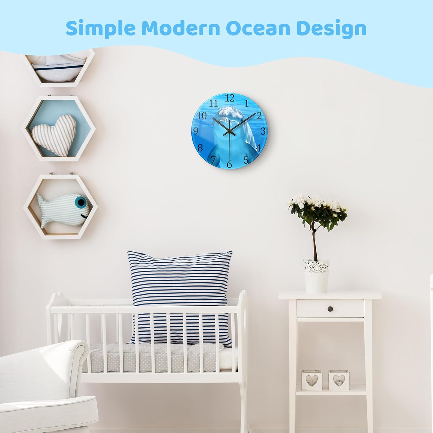Battery Operated Blue Wall Clock — 8" - View 4