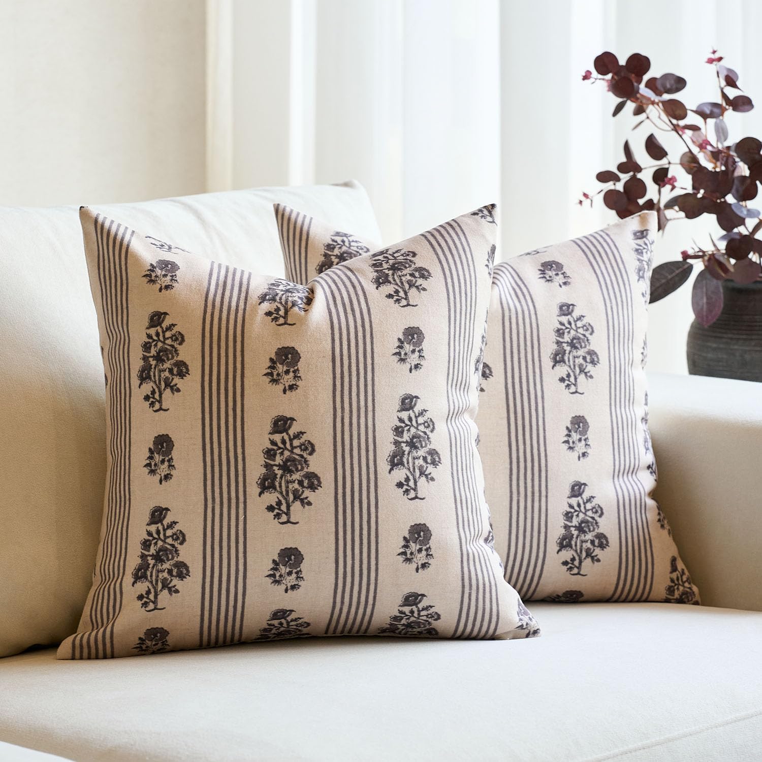 Farmhouse Beige Throw Pillow Cover — 18" — Light Taupe