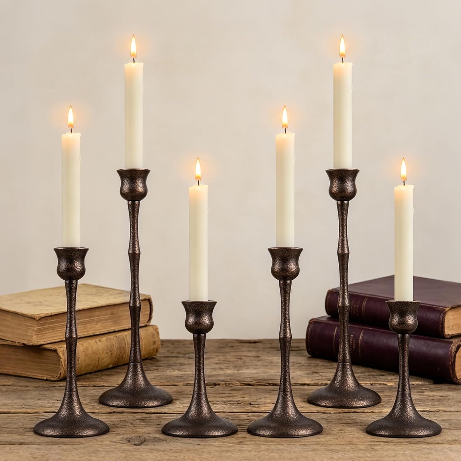 Vintage Black Candle — Set of 3 — Brown