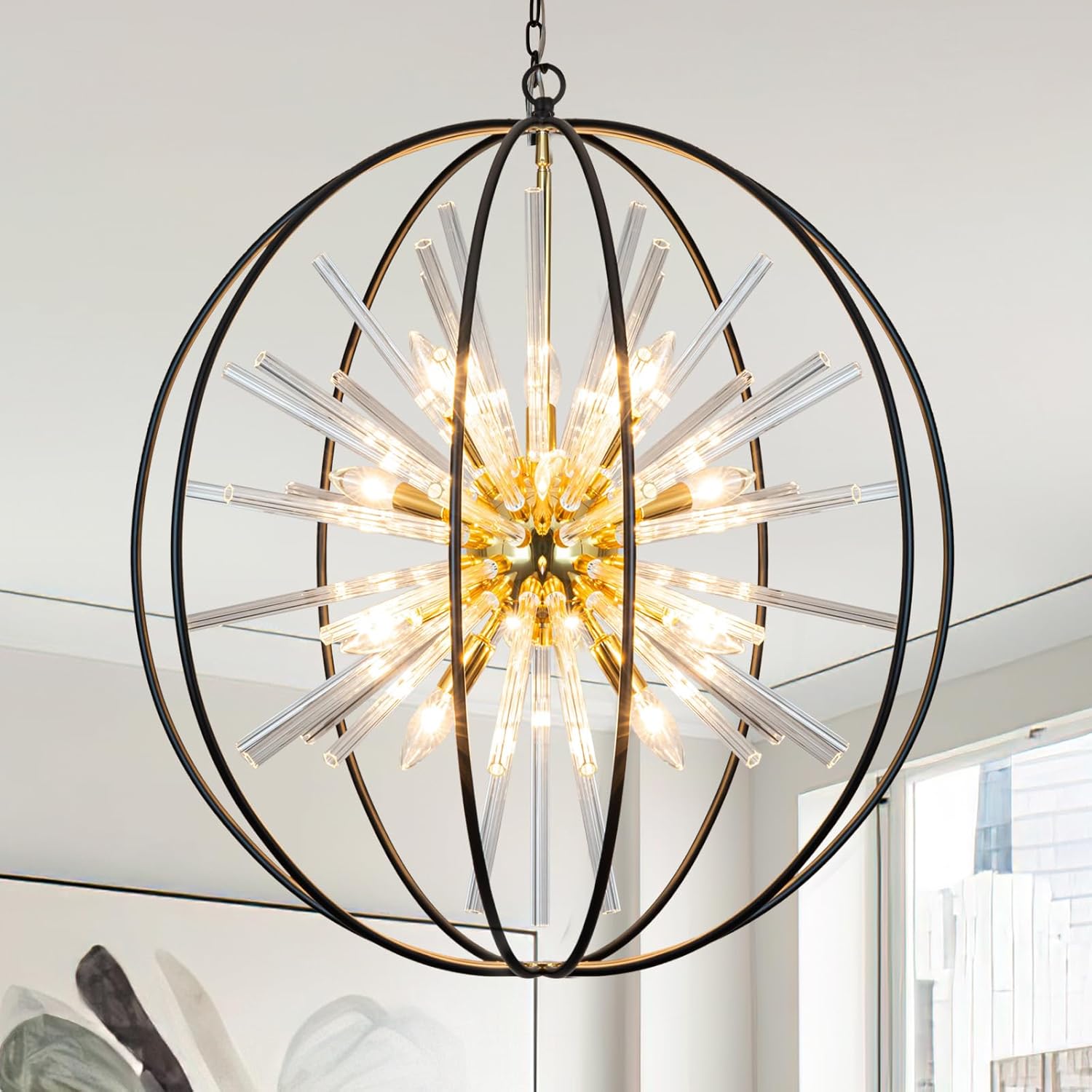 Luxe Black Chandelier — 12-Light — Globe D27"