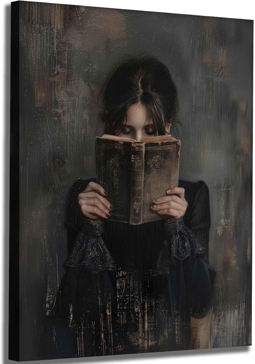 Framed Black Canvas Wall Art — 16" — Dark-Canvas