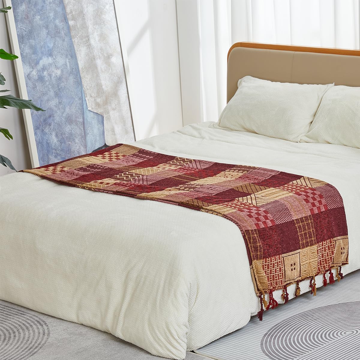 Chenille Boho Red Throw Pillow — 75" - View 7