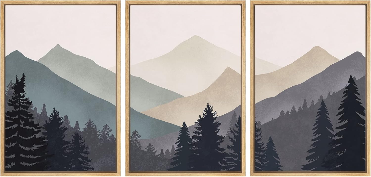 Framed Farmhouse Green Wall Art — 16" — 16" x 24" x 3 Panels NATURAL