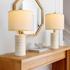 Farmhouse Beige Bedside Lamp — 20.75"
