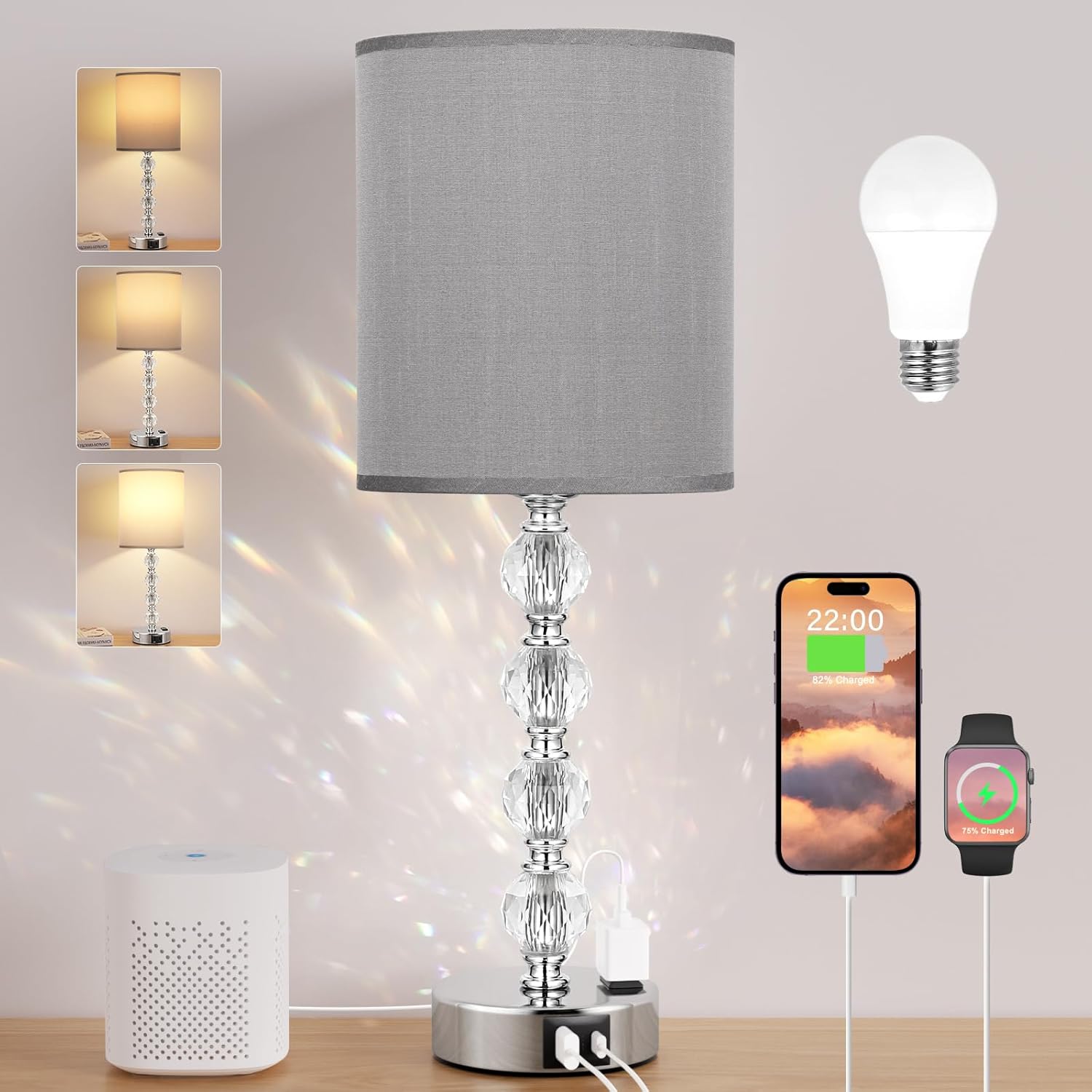 Dimmable Luxe Black Table Lamp — Gray