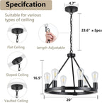 Farmhouse Black Chandelier — 6-Light - View 3