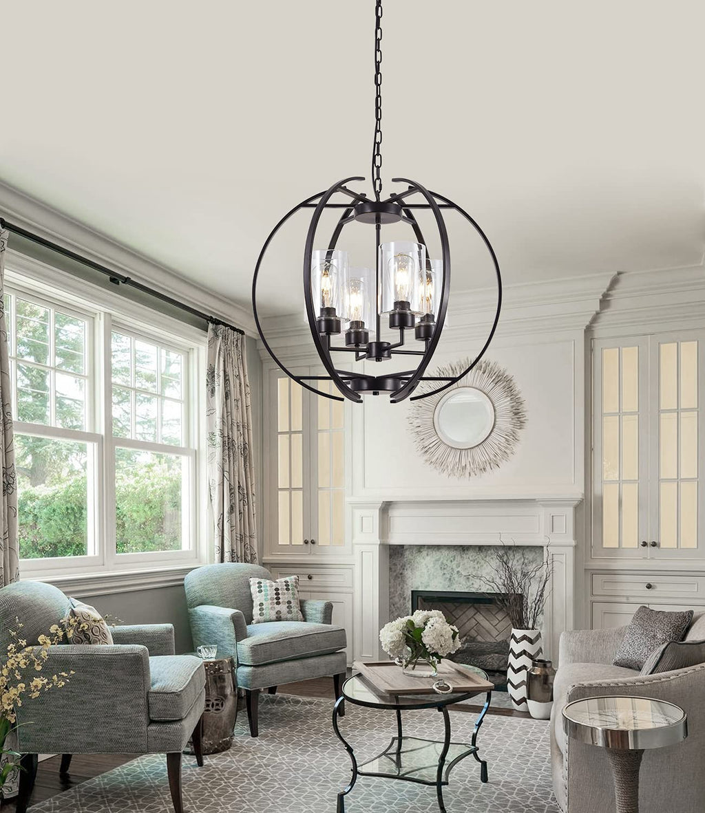 Farmhouse Black Chandelier — 4-Light