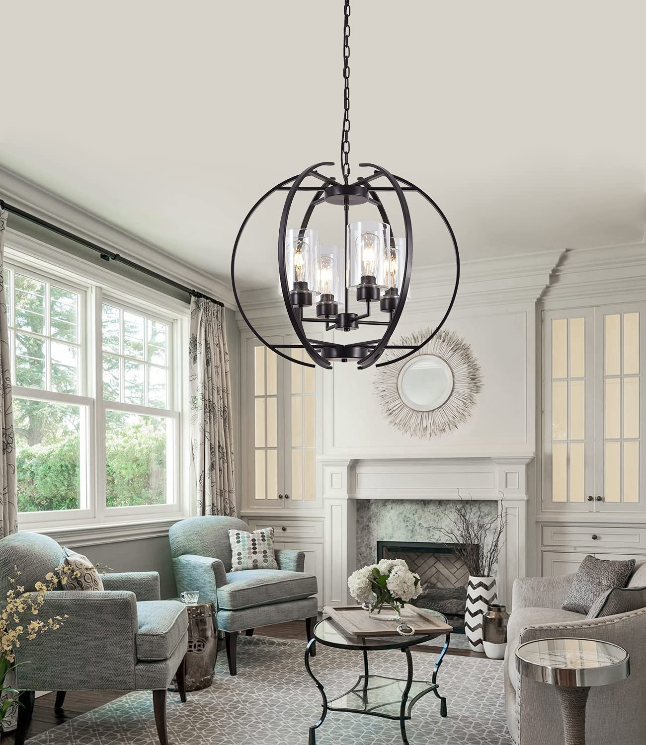 Farmhouse Black Chandelier — 4-Light