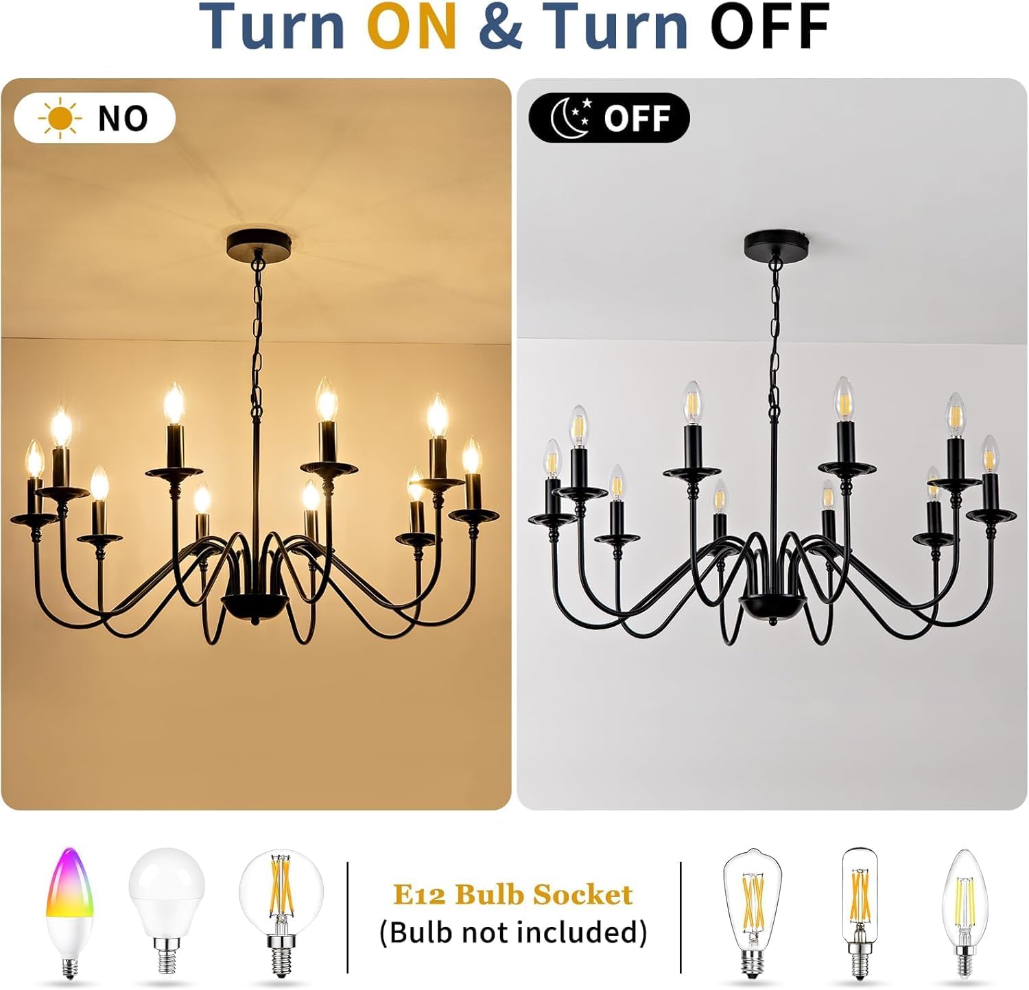 Farmhouse Beige Chandelier — 10-Light - View 5