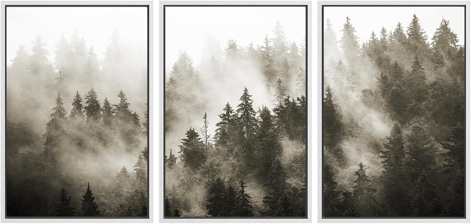 Framed Modern Fabric Wall Art — 16" — 16"x24"x3 Panels White
