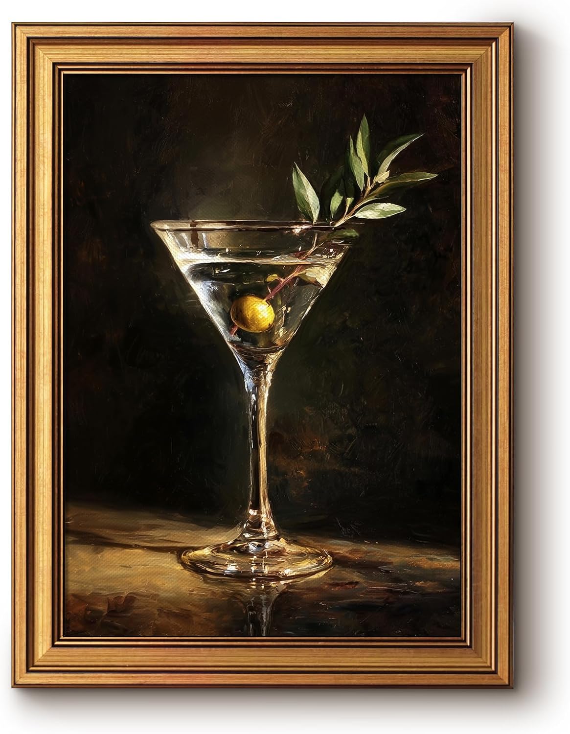 Framed Luxe Blue Wall Art — 16" — Martini Cocktail